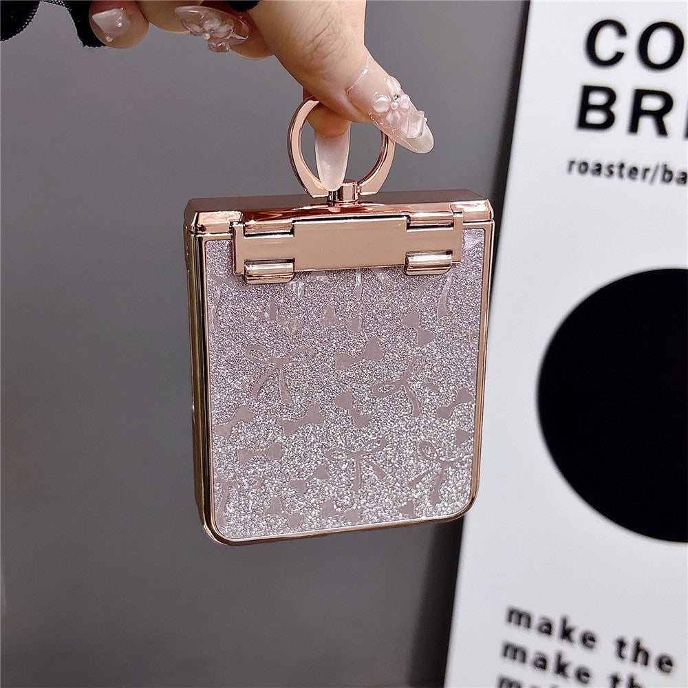 For Huawei nova Flip 5G Case with Ring Holder Kickstand Bow Design Glitter PC Phone Cover