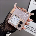 For Huawei nova Flip 5G Case with Ring Holder Kickstand Bow Design Glitter PC Phone Cover