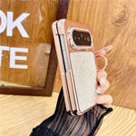 For Huawei Pura X Max Case Ring Kickstand Bow Pattern Glitter PC Phone Cover with Screen Protector