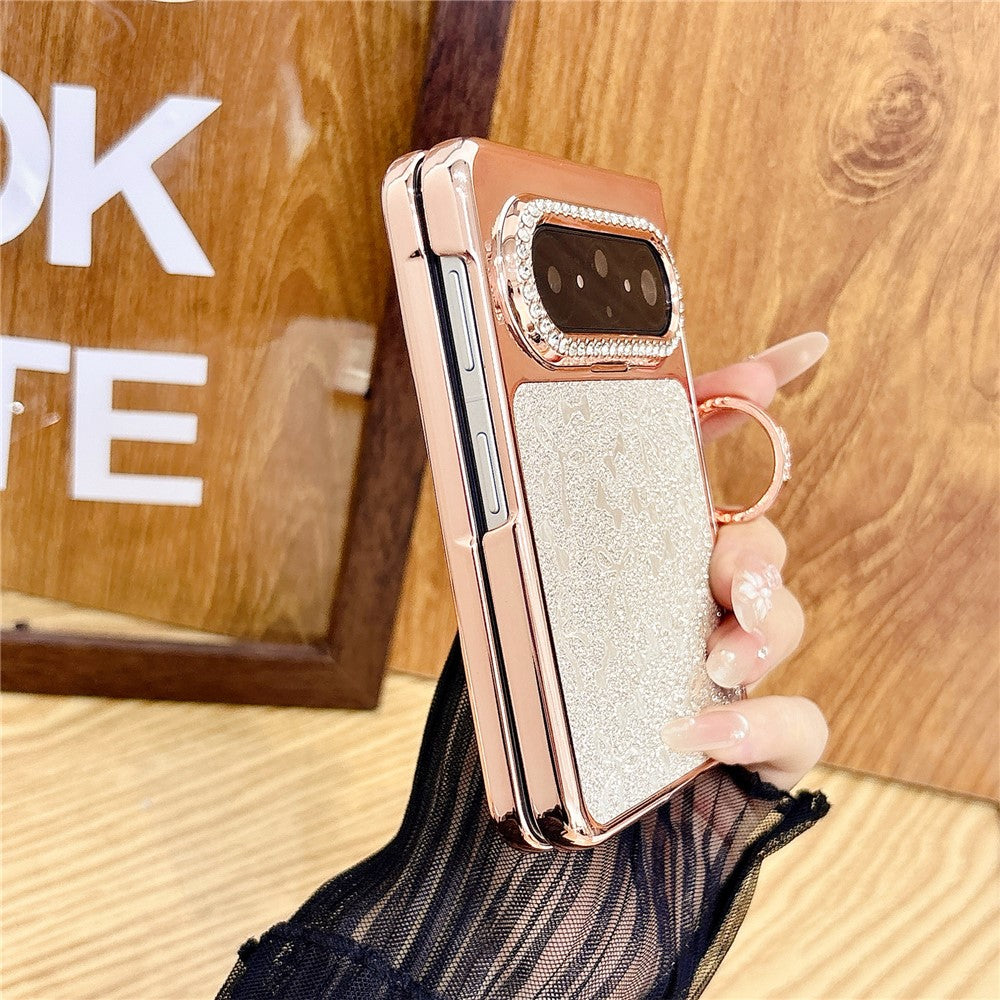 For Huawei Pura X Max Case Ring Kickstand Bow Pattern Glitter PC Phone Cover with Screen Protector