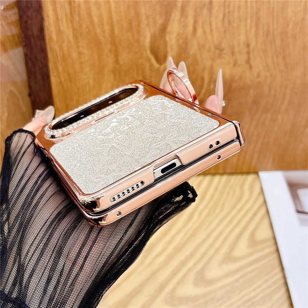 For Huawei Pura X Max Case Ring Kickstand Bow Pattern Glitter PC Phone Cover with Screen Protector