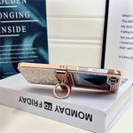 For Samsung Galaxy Z Flip7 FE 5G / Z Flip6 5G Case with Ring Holder Kickstand Bow Design Glitter PC Phone Cover