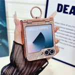 For Samsung Galaxy Z Flip7 FE 5G / Z Flip6 5G Case with Ring Holder Kickstand Bow Design Glitter PC Phone Cover