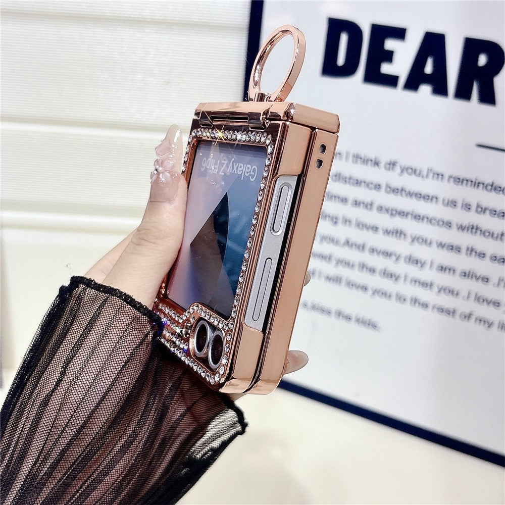 For Samsung Galaxy Z Flip7 FE 5G / Z Flip6 5G Case with Ring Holder Kickstand Bow Design Glitter PC Phone Cover