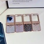 For Samsung Galaxy Z Flip7 FE 5G / Z Flip6 5G Case with Ring Holder Kickstand Bow Design Glitter PC Phone Cover