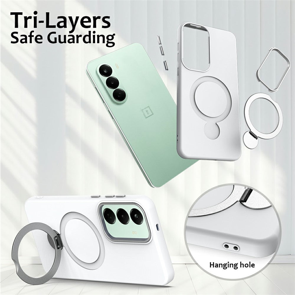 For OnePlus Nord CE6 Lite 5G  /  Realme P4x 5G Magnetic Case Rotating Ring Kickstand TPU + PC Back Cover