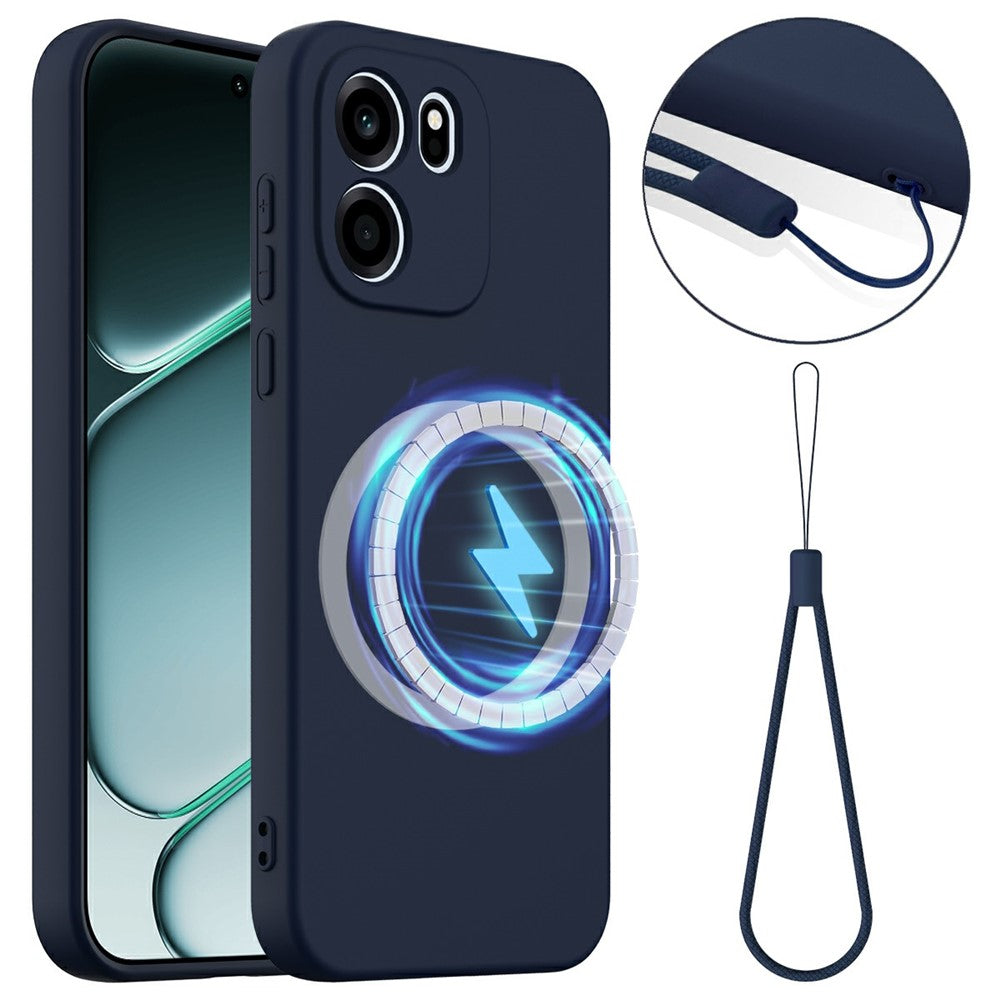 For OnePlus Nord CE6 5G Magnetic Case Anti-Drop Liquid Silicone Phone Cover with Lanyard