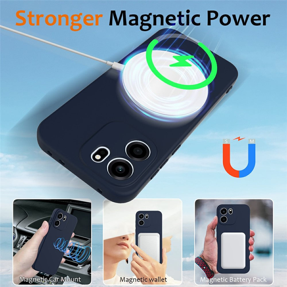 For OnePlus Nord CE6 5G Magnetic Case Anti-Drop Liquid Silicone Phone Cover with Lanyard