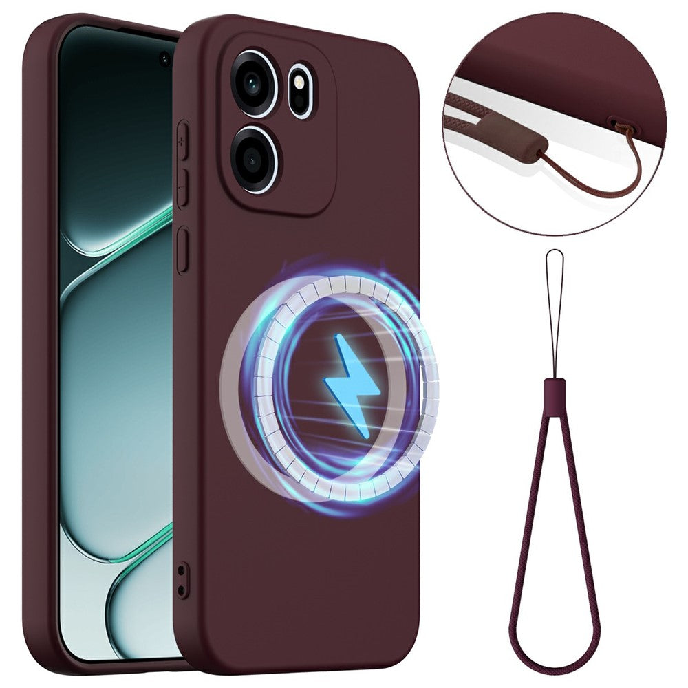 For OnePlus Nord CE6 5G Magnetic Case Anti-Drop Liquid Silicone Phone Cover with Lanyard