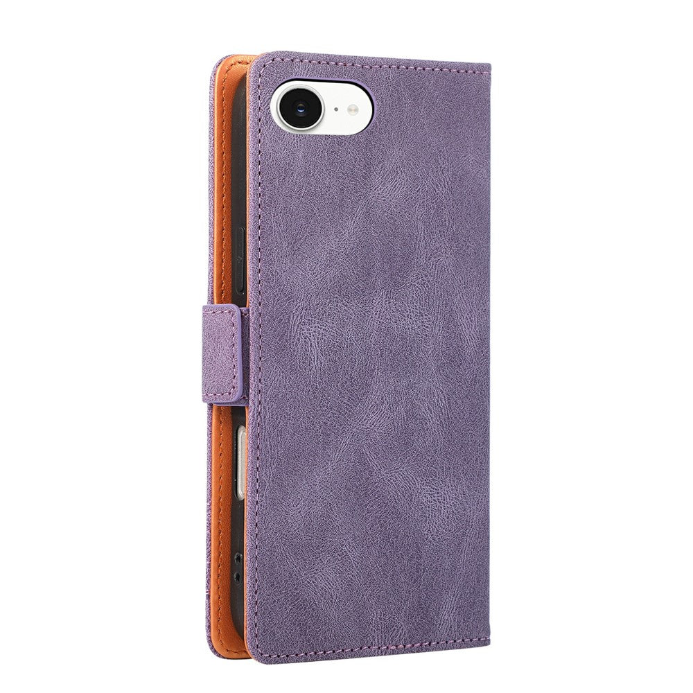 Til iPhone 17e / 16e cover U-formet dekoration magnetisk sideklap pung læder telefoncover med håndledsrem