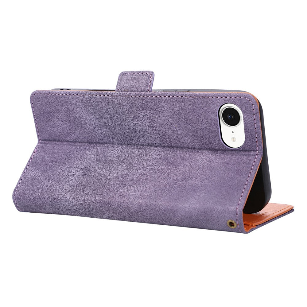 Til iPhone 17e / 16e cover U-formet dekoration magnetisk sideklap pung læder telefoncover med håndledsrem
