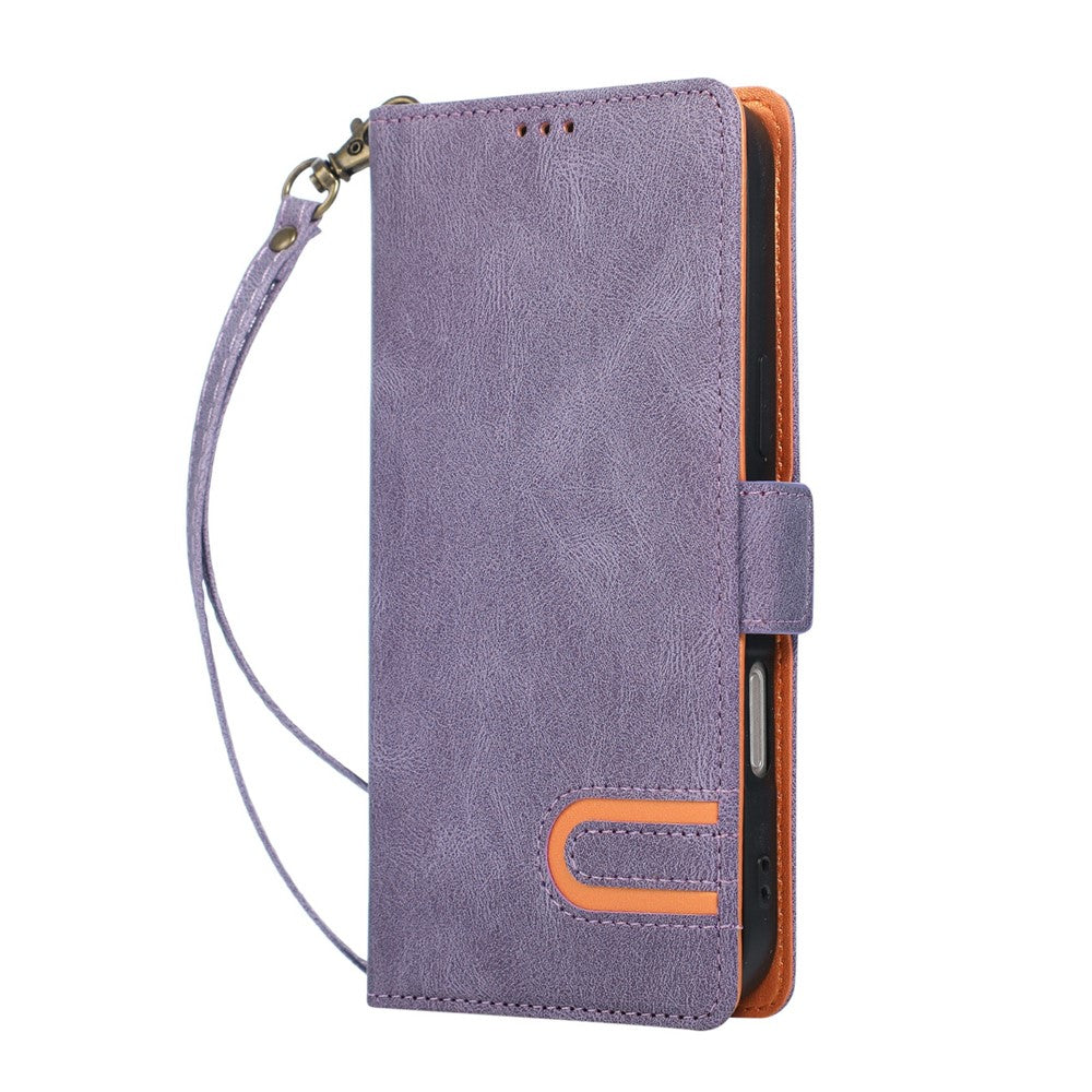 For iPhone 16 Pro Case U-Shape Decoration Magnetic Side Clasp Wallet Leather Phone Cover with Wrist Strap