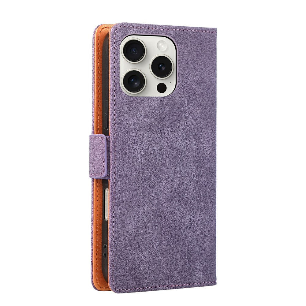 For iPhone 16 Pro Case U-Shape Decoration Magnetic Side Clasp Wallet Leather Phone Cover with Wrist Strap