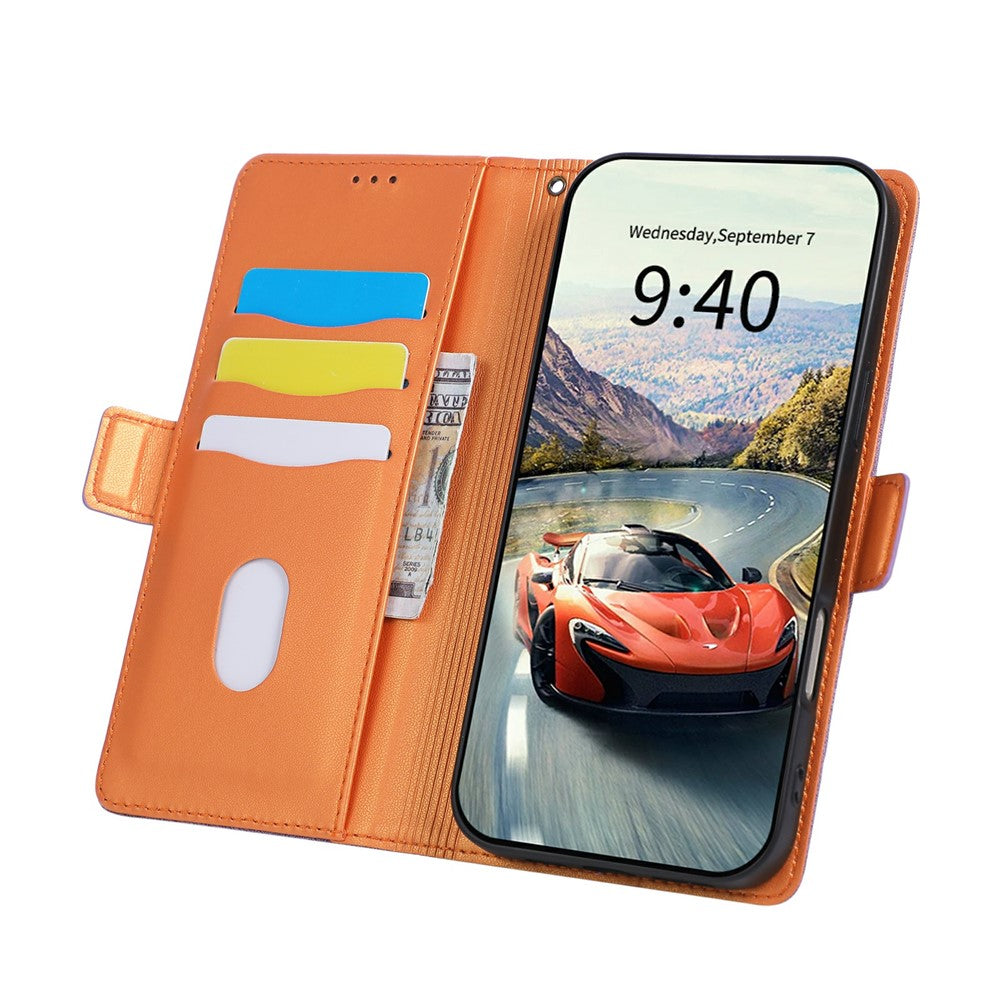 For iPhone 16 Pro Case U-Shape Decoration Magnetic Side Clasp Wallet Leather Phone Cover with Wrist Strap