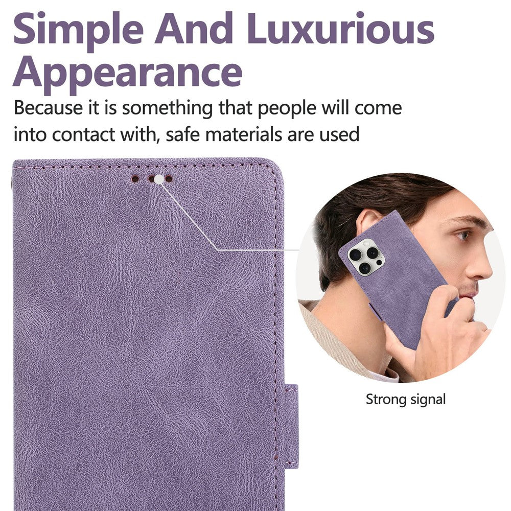 For iPhone 16 Pro Case U-Shape Decoration Magnetic Side Clasp Wallet Leather Phone Cover with Wrist Strap