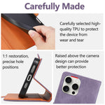 For iPhone 16 Pro Case U-Shape Decoration Magnetic Side Clasp Wallet Leather Phone Cover with Wrist Strap