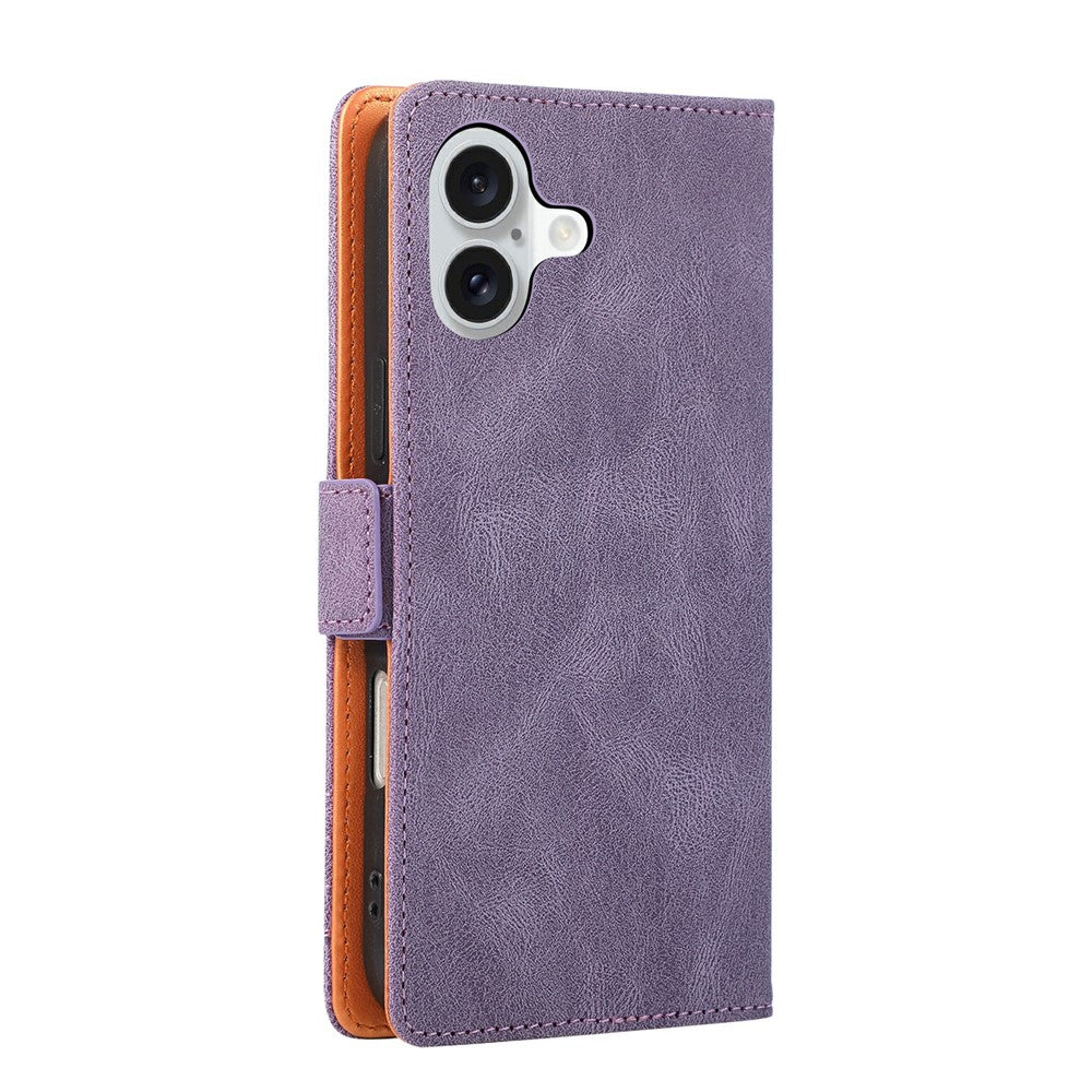 For iPhone 16 Case U-Shape Decoration Magnetic Side Clasp Wallet Leather Phone Cover with Wrist Strap