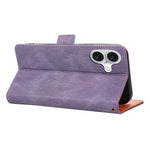 For iPhone 16 Case U-Shape Decoration Magnetic Side Clasp Wallet Leather Phone Cover with Wrist Strap