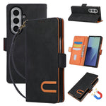 For Samsung Galaxy Z Fold8 Ultra Case U-Shape Decoration Magnetic Side Clasp Wallet Leather Phone Cover with Wrist Strap