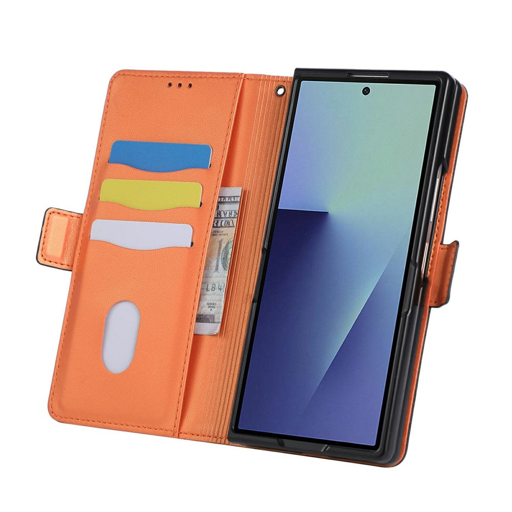 For Samsung Galaxy Z Fold8 Ultra Case U-Shape Decoration Magnetic Side Clasp Wallet Leather Phone Cover with Wrist Strap