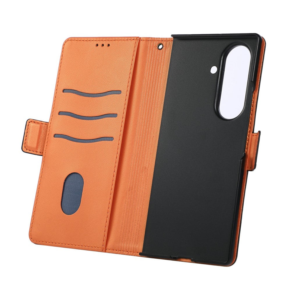 For Samsung Galaxy Z Fold8 Ultra Case U-Shape Decoration Magnetic Side Clasp Wallet Leather Phone Cover with Wrist Strap