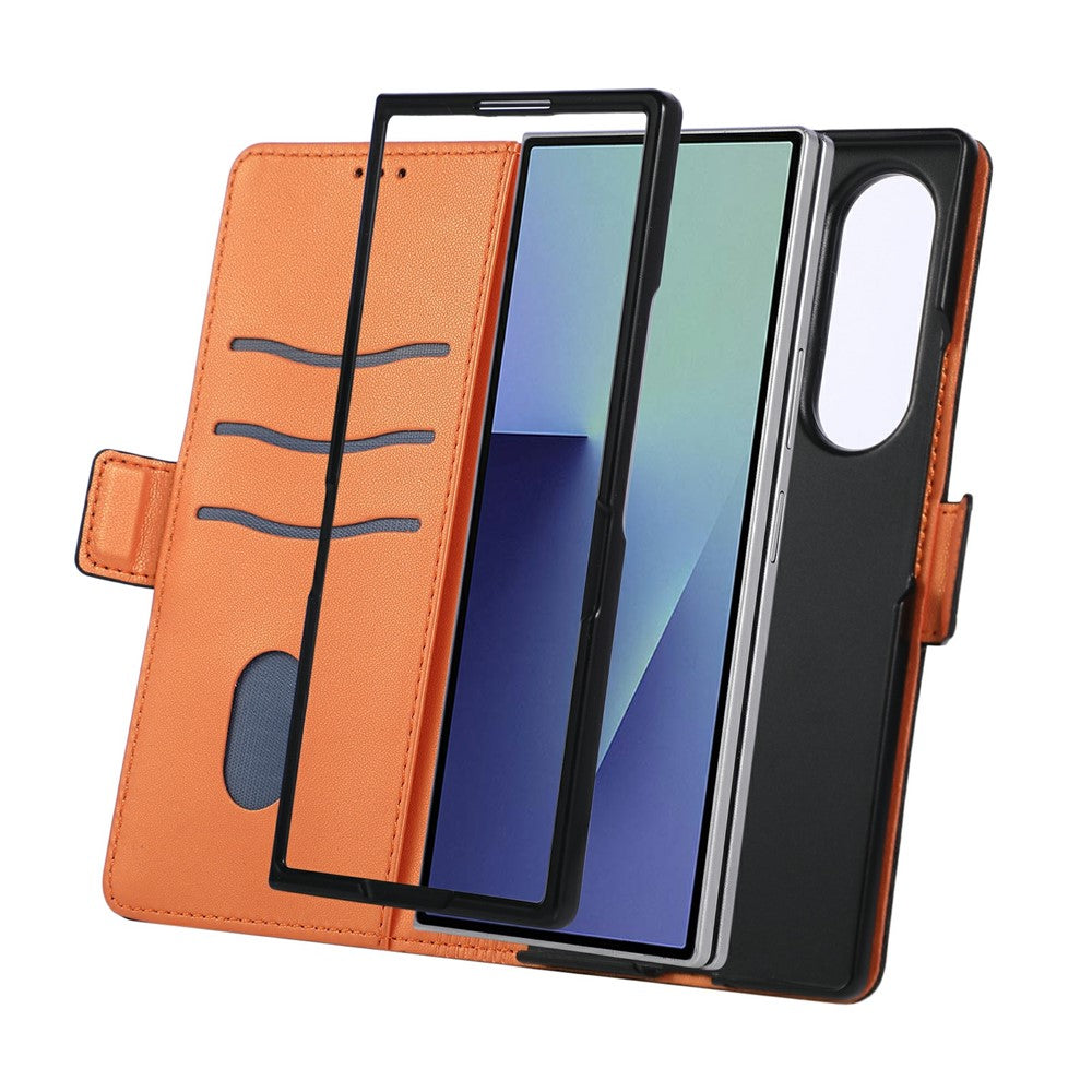 For Samsung Galaxy Z Fold8 Ultra Case U-Shape Decoration Magnetic Side Clasp Wallet Leather Phone Cover with Wrist Strap