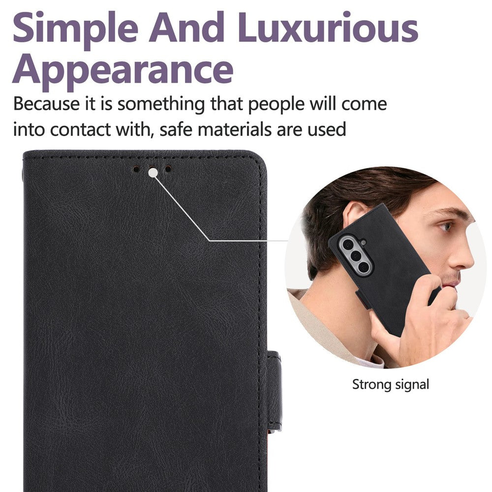 For Samsung Galaxy Z Fold8 Ultra Case U-Shape Decoration Magnetic Side Clasp Wallet Leather Phone Cover with Wrist Strap