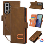 For Samsung Galaxy Z Fold8 Ultra Case U-Shape Decoration Magnetic Side Clasp Wallet Leather Phone Cover with Wrist Strap