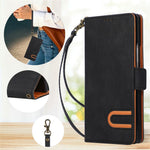 Til Samsung Galaxy Z Fold7 5G Etui U-formet Dekoration Magnetisk Side Lukning Pung Læder Telefoncover med Håndrem