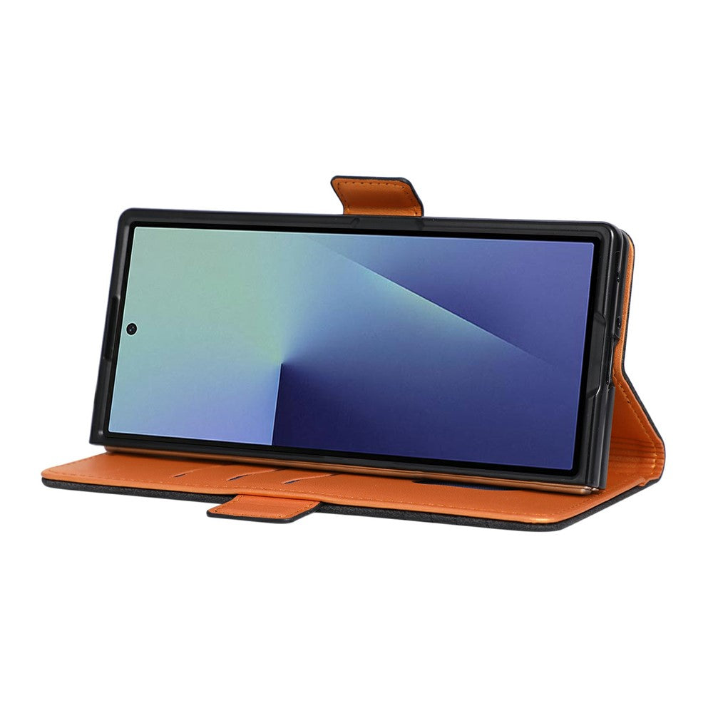Til Samsung Galaxy Z Fold7 5G Etui U-formet Dekoration Magnetisk Side Lukning Pung Læder Telefoncover med Håndrem