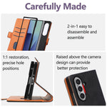 Til Samsung Galaxy Z Fold7 5G Etui U-formet Dekoration Magnetisk Side Lukning Pung Læder Telefoncover med Håndrem