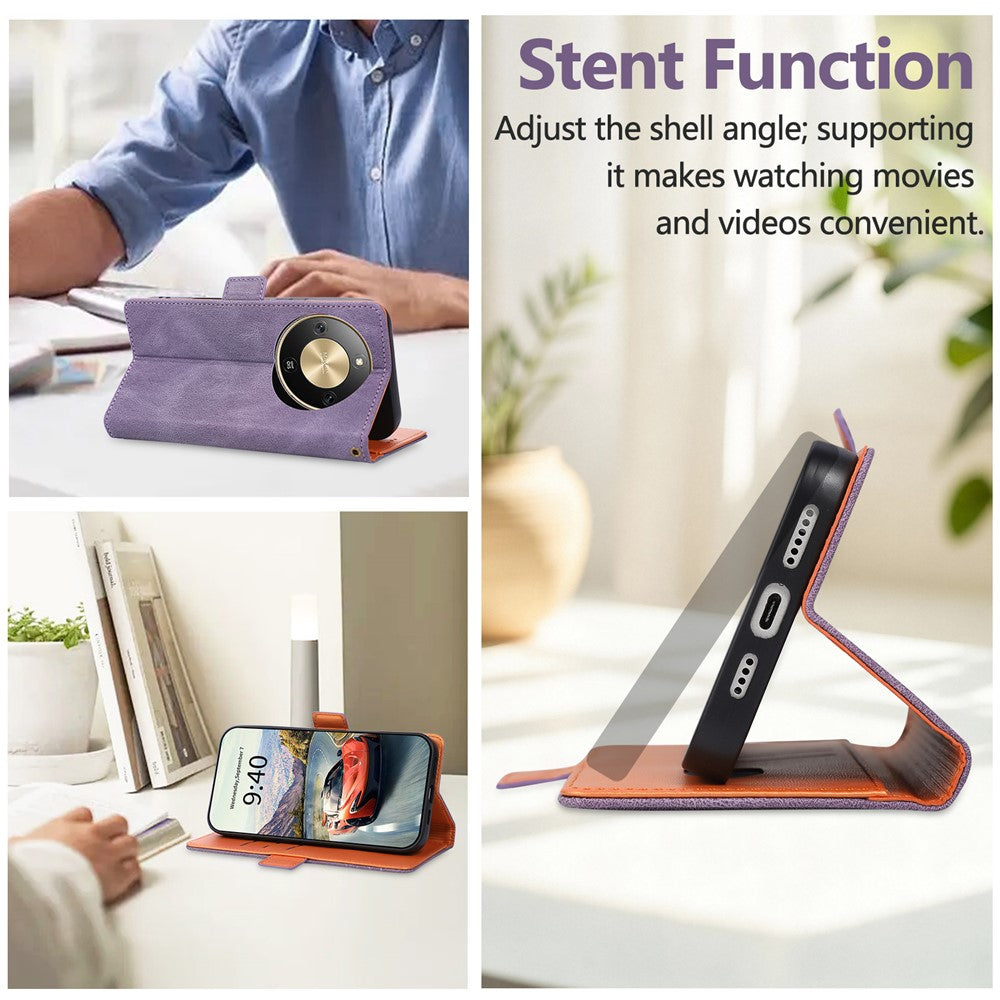 For Honor X70 5G  /  X9d 5G  /  Magic8 Lite 5G Case U-Shape Decoration Magnetic Side Clasp Wallet Leather Phone Cover with Wrist Strap