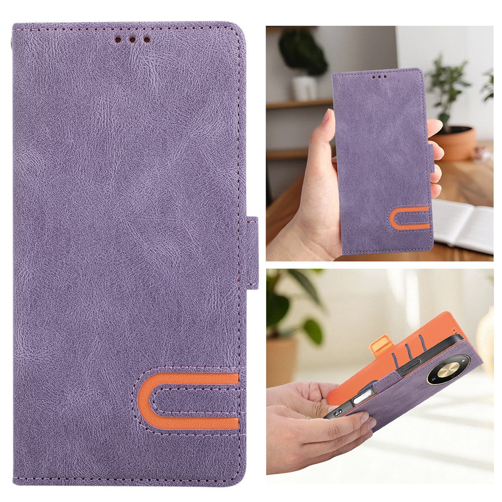 For Honor X70 5G  /  X9d 5G  /  Magic8 Lite 5G Case U-Shape Decoration Magnetic Side Clasp Wallet Leather Phone Cover with Wrist Strap