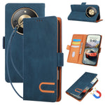For Honor X70 5G  /  X9d 5G  /  Magic8 Lite 5G Case U-Shape Decoration Magnetic Side Clasp Wallet Leather Phone Cover with Wrist Strap