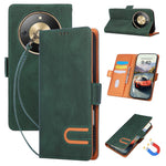For Honor X70 5G  /  X9d 5G  /  Magic8 Lite 5G Case U-Shape Decoration Magnetic Side Clasp Wallet Leather Phone Cover with Wrist Strap