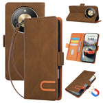 For Honor X70 5G  /  X9d 5G  /  Magic8 Lite 5G Case U-Shape Decoration Magnetic Side Clasp Wallet Leather Phone Cover with Wrist Strap