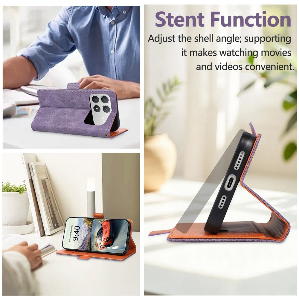For Xiaomi Poco F8 Pro 5G  /  Redmi K90 5G Case U-Shape Decoration Magnetic Side Clasp Wallet Leather Phone Cover with Wrist Strap