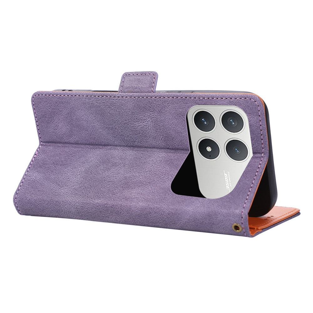 For Xiaomi Poco F8 Pro 5G  /  Redmi K90 5G Case U-Shape Decoration Magnetic Side Clasp Wallet Leather Phone Cover with Wrist Strap