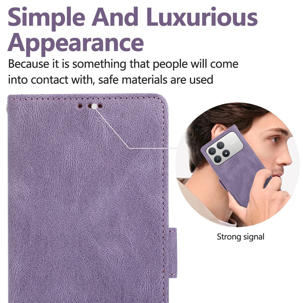 For Xiaomi Poco F8 Pro 5G  /  Redmi K90 5G Case U-Shape Decoration Magnetic Side Clasp Wallet Leather Phone Cover with Wrist Strap