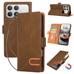 For Xiaomi Poco F8 Pro 5G  /  Redmi K90 5G Case U-Shape Decoration Magnetic Side Clasp Wallet Leather Phone Cover with Wrist Strap