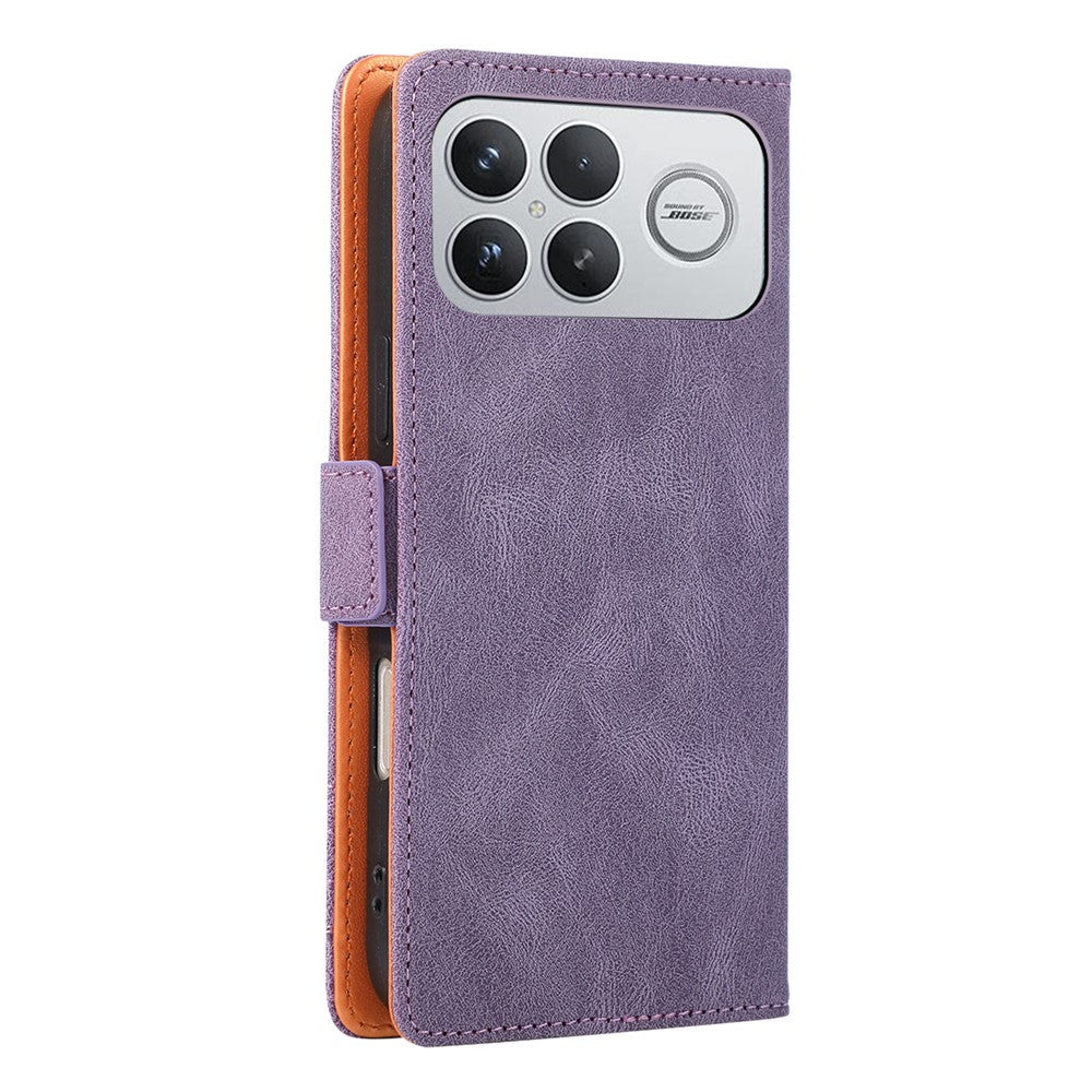 Xiaomi Poco F8 Ultra / Redmi K90 Pro Max 5G-skal U-formad dekoration magnetisk sidospänne plånbok lädermobilskal med handledsrem