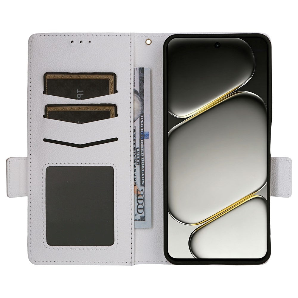 Telefoncover til OnePlus Nord CE6 Lite 5G / Turbo 6X 5G / Realme P4x 5G, Wallet lædercover med litchi-tekstur og håndledsrem