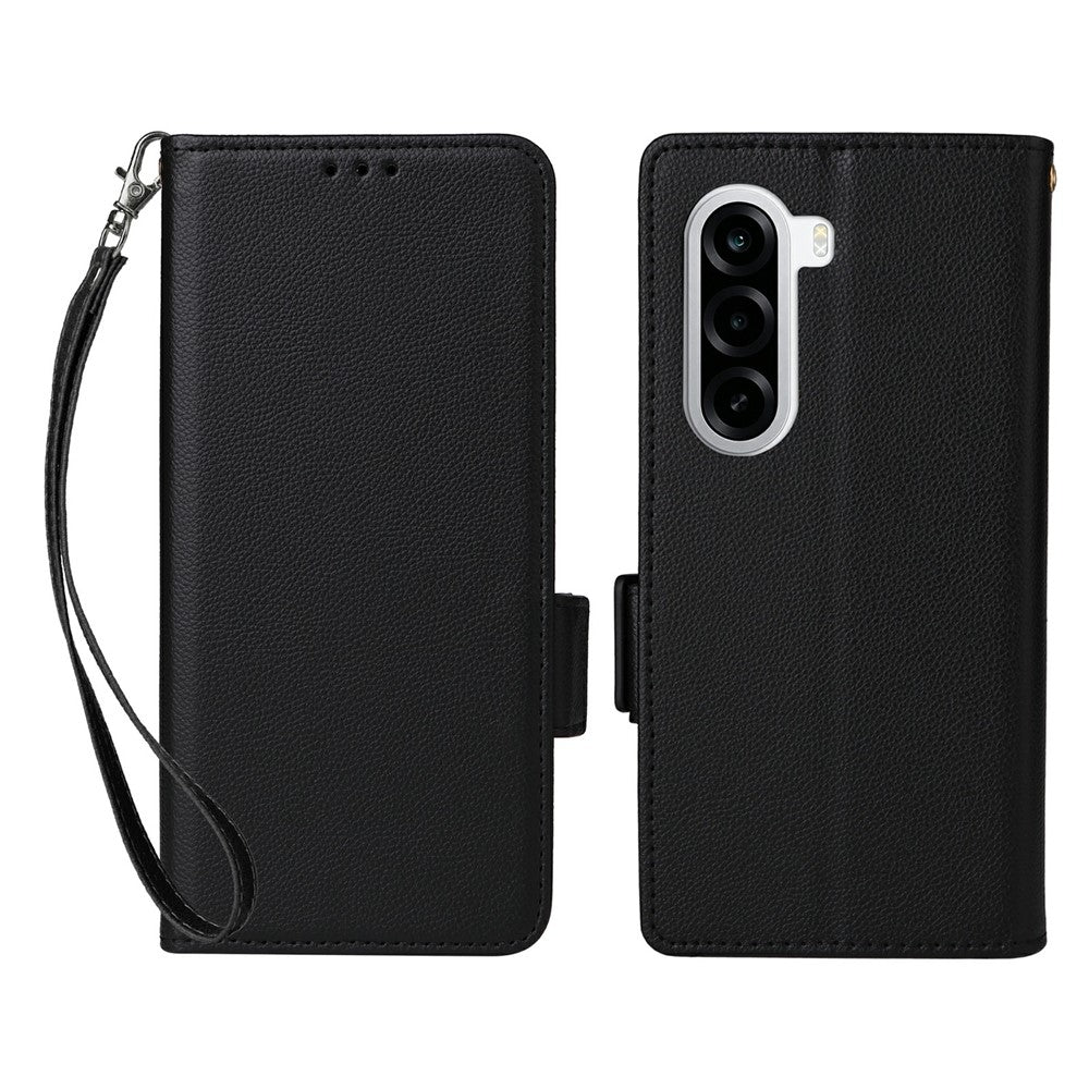 Telefoncover til OnePlus Nord CE6 Lite 5G / Turbo 6X 5G / Realme P4x 5G, Wallet lædercover med litchi-tekstur og håndledsrem