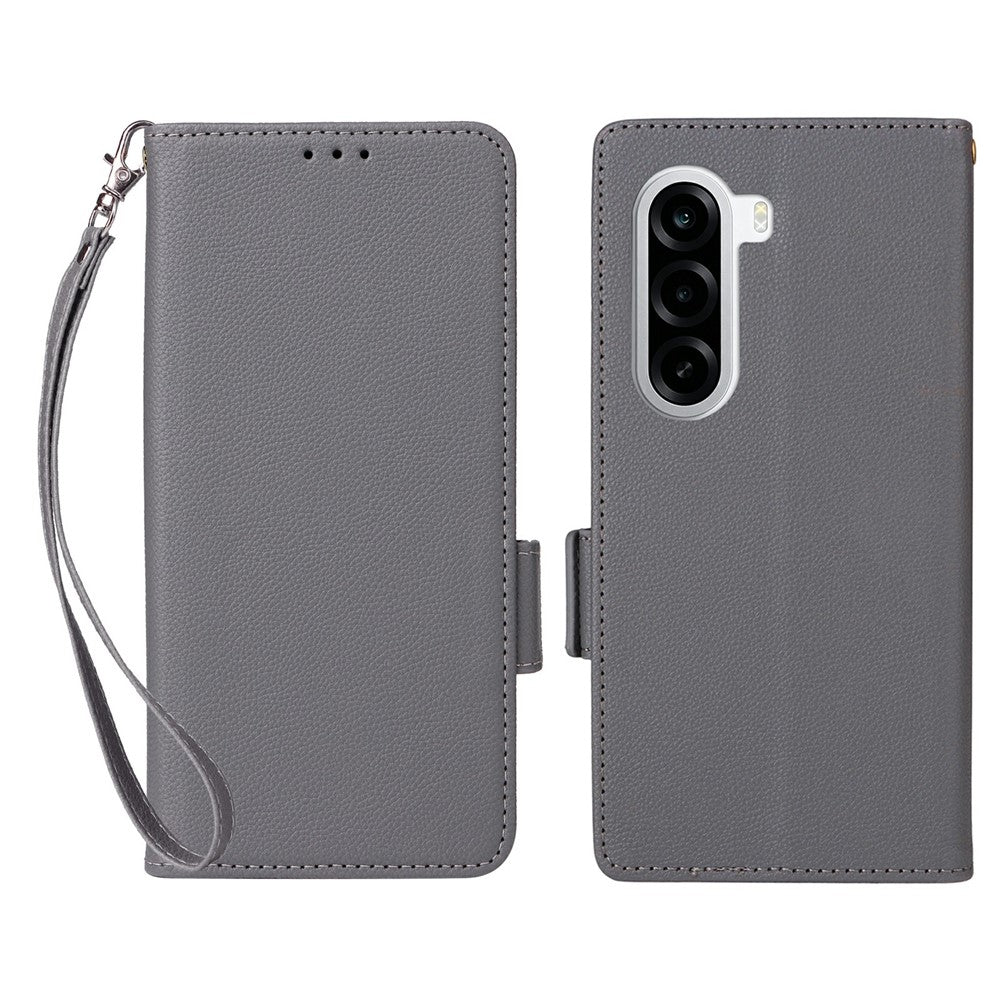 Telefoncover til OnePlus Nord CE6 Lite 5G / Turbo 6X 5G / Realme P4x 5G, Wallet lædercover med litchi-tekstur og håndledsrem