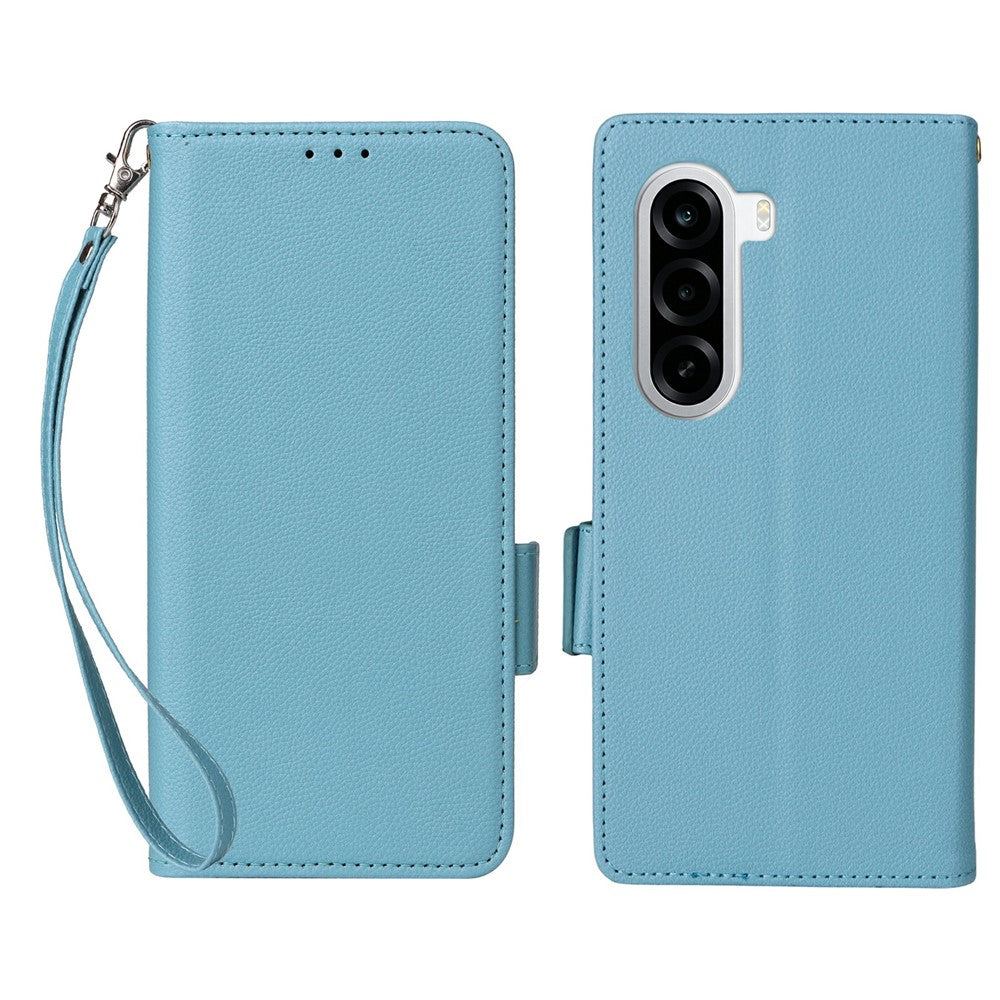 Telefoncover til OnePlus Nord CE6 Lite 5G / Turbo 6X 5G / Realme P4x 5G, Wallet lædercover med litchi-tekstur og håndledsrem