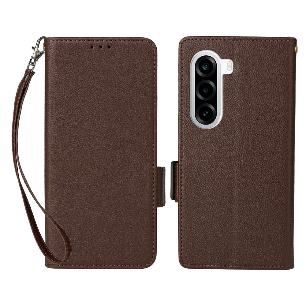 Telefoncover til OnePlus Nord CE6 Lite 5G / Turbo 6X 5G / Realme P4x 5G, Wallet lædercover med litchi-tekstur og håndledsrem