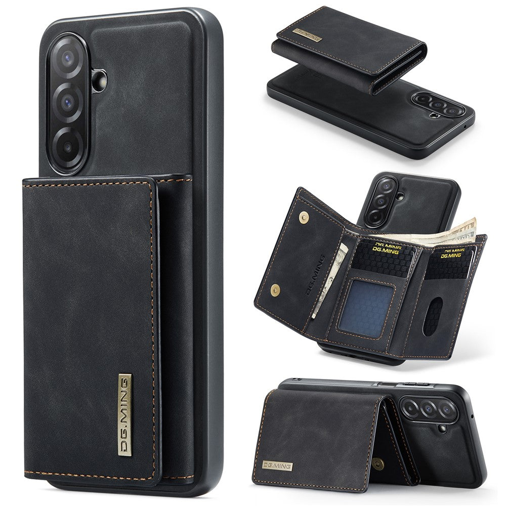 DG.MING M1 Series for Samsung Galaxy A27 5G Phone Case PU + TPU + PC Back Cover with Magnetic Tri-Fold Wallet Kickstand