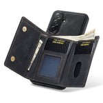 DG.MING M1 Series for Samsung Galaxy A27 5G Phone Case PU + TPU + PC Back Cover with Magnetic Tri-Fold Wallet Kickstand