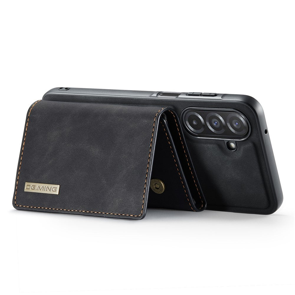 DG.MING M1 Series for Samsung Galaxy A27 5G Phone Case PU + TPU + PC Back Cover with Magnetic Tri-Fold Wallet Kickstand