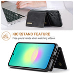DG.MING M1 Series for Samsung Galaxy A27 5G Phone Case PU + TPU + PC Back Cover with Magnetic Tri-Fold Wallet Kickstand